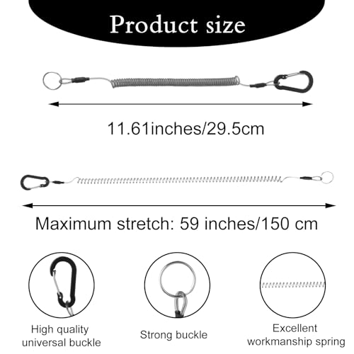 Dimeho Retractable Safety Coiled Lanyard Heavy Duty Fishing Lanyard Fishing Rod Tether Accessories - size: 1.5 m