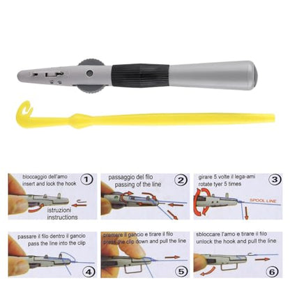 Manual Fishing Knot Tying Tool 2 Pcs – Stainless Steel and ABS Portable Hook Tier for Single Hook Rigging and Line Connecting