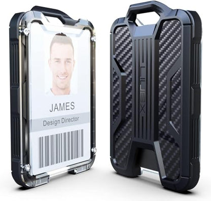 LIUGX Retractable Badge Holders, Heavy Duty Carabiner Keychain Clip,Durable ID Card Holder (Holds 4 Cards), with 31.5” Retractable Badge Reel,10,000+ Rebound,Carbon Fiber-Texture,White - color: White
