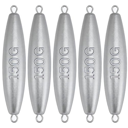 Trolling Weights Inline Fishing Weights Sinkers Double Ringed Weights for Saltwater Freshwater Fishing Get Lures Deeper 1oz to 5oz - style: 5 Ounce-4pcs