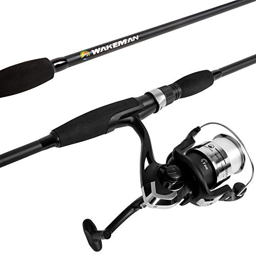 Fiberglass Fishing Pole - Strike Series 78-Inch Collapsible Rod and Spinning Reel Combo, EVA Handle, Pre-Spooled Reel, Fishing Gear for Catching Walleye, Bass, Trout, and More by Wakeman - color: Blackout