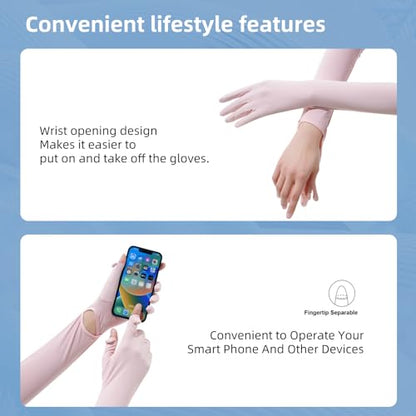Full Finger UV Protection Gloves Driving Gloves Women, Breathable Touchscreen UPF Glove Sun Protection Glove - color: White-ad, size: One Size