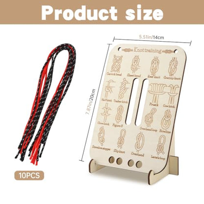 CALIDAKA Learn Knot Training Board, 16 Knotting Methods for Beginners, Portable Knot Tying Book for Fishing, Backpacking, Hiking, Outdoor Survival, Camping