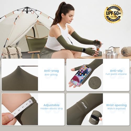 Full Finger UV Protection Gloves Driving Gloves Women, Breathable Touchscreen UPF Glove Sun Protection Glove - color: Slate Gray, size: One Size