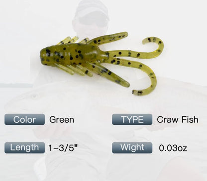 20pcs Craw Fishing Soft Plastic Lure 1.6'' Freshwater Crappie Bass Perch - color: A# 20PCS