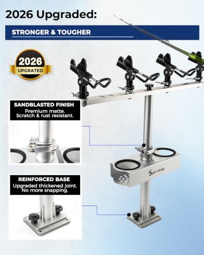 Spider Fishing Rod Holders for Boat, Aluminum Crappie Fishing Pole Mount, Adjustable Height & Angle, Boat Rod Rack for Spider Rigging - style: 2 Pack, Fishing Rod Holder