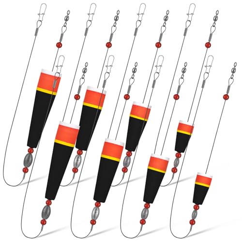 8 Pcs Popping Corks Floats for Saltwater Fishing Bobbers Popping Cork Weighted Floats with 4 Size Fishing Tackle Cork Float Rig Rattle Tackle for Saltwater Redfish - color: Multicolor