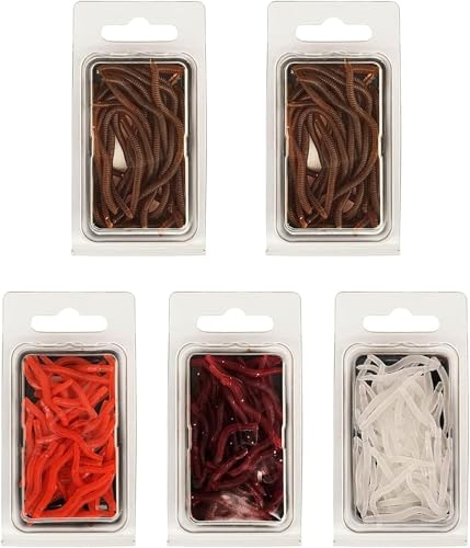 20Pcs Multicolour Stochastic Soft Fishing Lures for Bass Soft Swimming Earthworm Baits Lifelike-Fake Baits Artificial Worm-Lures Fishing 8cm, and Attractants