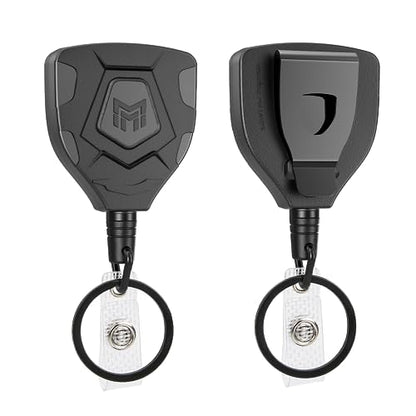 MNGARISTA Heavy Duty Retractable Badge Reel, 8 oz 31.5'' Keychain, 2 Pack | heavy duty badge reel, 8 oz pull force, 31.5'' retractable keychain, reinforced PC housing, durable steel wire cord