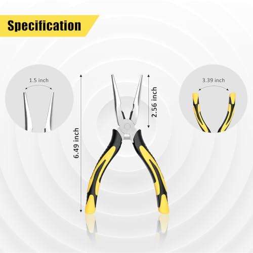 Long Needle Nose Pliers-6’’Soft Grip with Wire Cutter for Home,2pcs | Strong Cutting Force,Paper Clamp Precision, High Carbon Steel,Long Nose Cutting Pliers for Home, Fishing, Jewelry, Crafts - style: Two-6in