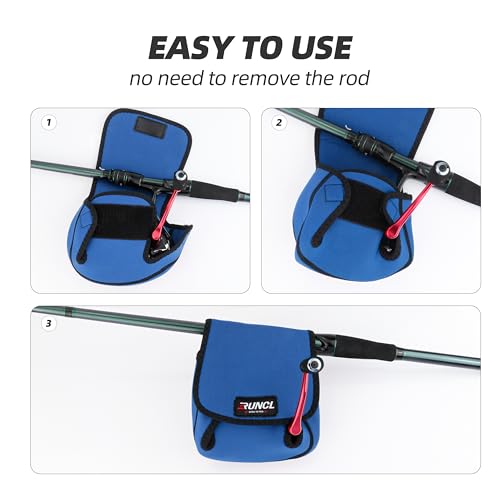 RUNCL Spinning Reel Bag – Protective Storage Pouch for Baitcasting Reels & Spinning Reels, Lightweight & Durable, Ideal for Freshwater & Saltwater Fishing Trips (Blue & Black) - color: S-Blue & Black