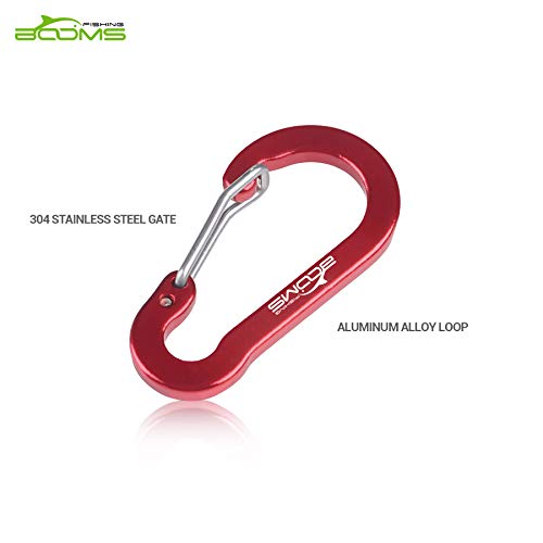 Booms Fishing CC1 Multi-Use Carabiner Clip, 6 Pack Small Caribeener Clips, Mini Keychain Caribeaner Clip 2 inch, Aluminum D Ring Carabiners, Multi-Colored - color: Red, 6pcs