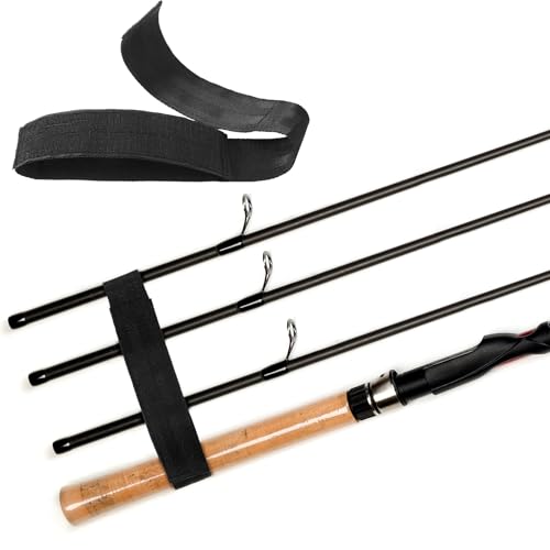 Arrowbash 4 Pcs Fishing Rod Straps for Boat Deck 28.1'' Nylon Rod Straps( up to 5) with 24 Screws Secure for Fishing Boat Accessories - color: Black
