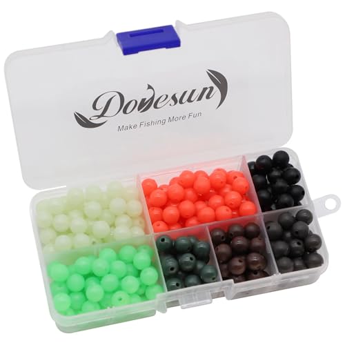 Dovesun Soft Rubber Fishing Beads Fishing Bait Eggs Accessories 7 Colors with Tackle-Box 0.23in(600pcs), 0.31in(250pcs), 0.39in(120pcs) - color: Round-0.31in/8mm*250pcs