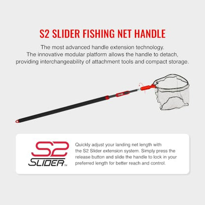 EGO S2 Slider Fishing Net Handle | Adjustable Extension Handle, Minimal Water Drag Design, Ergonomic Foam Grip for Landing Nets - size: 48" to 108" Handle, 17" x 19" Hoop, style: Pvc Coated Mesh