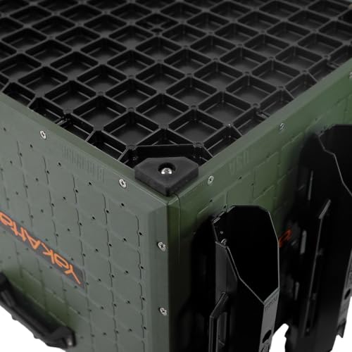 YakAttack BlackPak Pro Kayak Fishing Crate - Ranger Green | 16" x 16" Riggable Kayak Gear Storage System with Hinged Lid, GridLoc Mount Panels & 6 TetherTube Rod Holders | Lightweight Tankwell Crate - color: Ranger Green, size: 16"x16"x13"