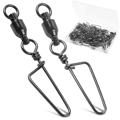 AGOOL Fishing Swivels Snaps Ball Bearing Swivels with Coastlock Snaps Stainless Steel Fishing Tackle Line Lure Leader Connector Quick Change Terminal Tackle for Lures, Leaders and Rigs - size: Size 9+9(440lb)