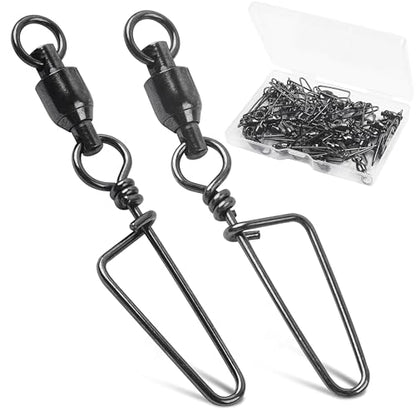 AGOOL Fishing Swivels Snaps Ball Bearing Swivels with Coastlock Snaps Stainless Steel Fishing Tackle Line Lure Leader Connector Quick Change Terminal Tackle for Lures, Leaders and Rigs - size: Size 4+4(90lb)