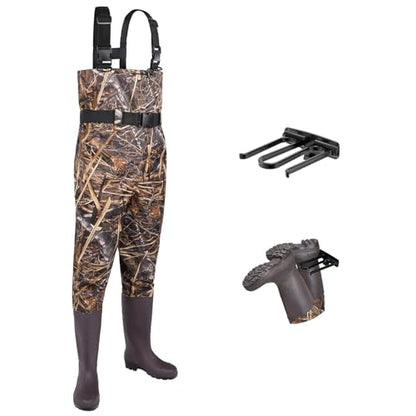FISHINGSIR Fishing Waders for Men, 2-Ply Nylon/PVC Waterproof Women Chest Wader with Boots, Bootfoot Hunting Waders - color: Camo, size: M12