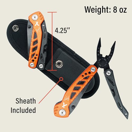 Utility Tool by Bear Grylls, Multitool Pocket Knife For Camping, Hiking, EDC and Survival, with Bottle & Can Opener, Pliers, Screwdriver, Sheath - Black Oxide Finish, Medium