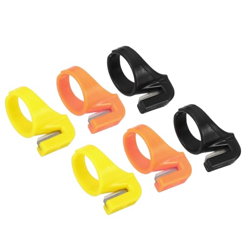 PATIKIL Plastic Quilting Sewing Thread Cutter Ring, 6 Pcs Yarn Cutter Ring Finger Sewing Rings Cutting Tool for Cutting Yarn Fish Line Craft, 3Color