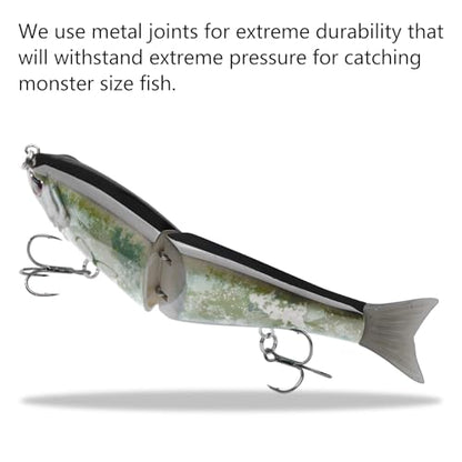 Bassdash SwimShad Glide Baits Jointed Swimbait Bass Pike Salmon Trout Muskie Fishing Lure - color: Grunge Camo, size: 7in/2.2oz