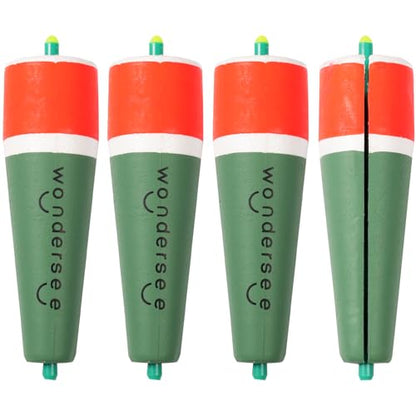 wondersee Fishing Floats Weighted Slotted Peg Popping Floats Slip Bobbers, Pack of 4 - color: Green, size: 4in.