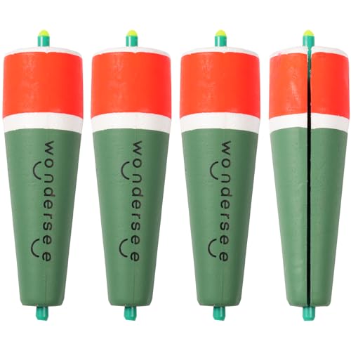 wondersee Fishing Floats Weighted Slotted Peg Popping Floats Slip Bobbers, Pack of 4 - color: Green, size: 4in.