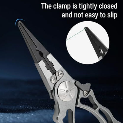Aluminum Alloy Fishing Pliers Hook Remover LINE Cutters with Sheath and Lanyard for Fishing PE Nylon Carbon LINE (Grey) - color: Grey