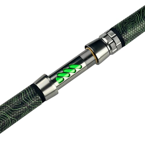 Monster Catfish Casting Rod, 7' MH Glow-in-Dark 1-Piece | Glow catfish rod with S-glass carbon blank, EVA grip, stainless guides, 10-50lb line and 1-10oz lures for night fishing - color: Green, size: ["Catfish Rod 7'-1pc-Medium Heavy"]