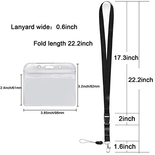 1Pack Black Neck Lanyard,Detachable Buckle with Horizontal ID Badge Holder | Quick Release,Lightweight,for Office,Keys etc - color: 1 Pack Black Lanyard With Badge Holder