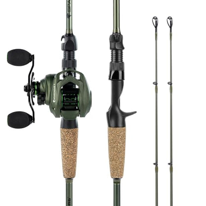 KastKing Spartacus II Twin-Tip Fishing Rod and Reel Combo, Spinning & Casting Combo, Fishing Poles and Reels Combo, KastFlex IM6 Graphite Blanks, 2-Piece Rods with Extra Tip - style: Cast-7'1'' Mh- Left Handed (2 Pcs+ Extra Tip)