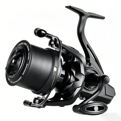 Heavy Duty Spinning Reel Metal Body with CNC Machined Spool 55LB Max Drag 6/8+1 Bearings Ultra Smooth 4.6/4.8:1 High Speed Gear Ratio Saltwater Freshwater Fishing Reel for 8000 to 14000 Series - color: BKM10000