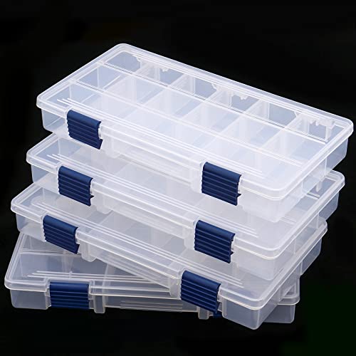 SINJEUN 4 Layers Fishing Tackle Box, Portable Fishing Tackle Storage Box, Fresh Water and Salt Water Tackle Box Kit Organizer for Fishing Accessories, 110 lbs Load Capacity