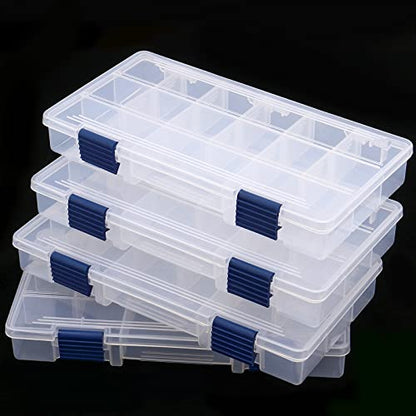 SINJEUN 4 Layers Fishing Tackle Box, Portable Fishing Tackle Storage Box, Fresh Water and Salt Water Tackle Box Kit Organizer for Fishing Accessories, 110 lbs Load Capacity