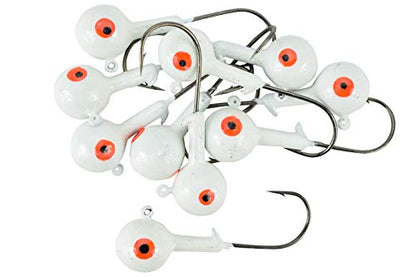 1/4-1oz White Ball Jig Heads - 10 Pack - 5 Sizes to Choose from - size: 1oz