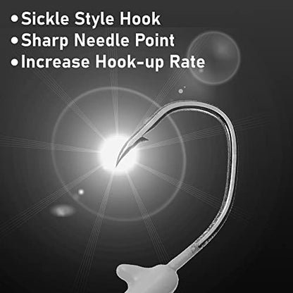 Dr.Fish 20 Pack Fishing Jig Heads, Crappie Jigs Round Ball Sickle Hooks Freshwater Fishing Hook Lures Bass Trout Panfish Bluegill - color: Orange Yellow, size: 1/4oz-#2 Hook