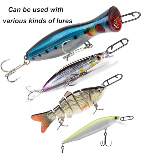 Fishing Power Clips, 200pcs Fishing Speed Clips for Fishing Lure Quick Change, High Strength Stainless Steel Clips Snap Freshwater Saltwater Crankbait Popper Lure Connector Tackle - size: #25-75LB-0.98IN