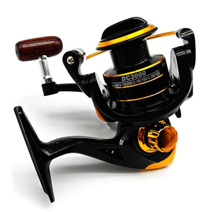 Spinning Reel,Freshwater Spinning Fishing Reels,CNC Alloy Wire Cup,5.2:1 Gear Ratio,2000,Max Drag 22Lbs,Smooth Fresh and Saltwater Fishing Reel - color: Black