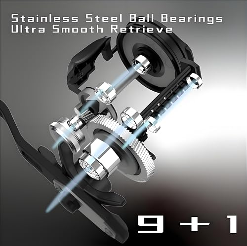 Baitcaster Reel Carbon Fiber 9+1 Ball Bearings Anti-Corrosion Baitcasting Fishing Reel Magnetic Brake System Bait Caster Reel High Speed Gear Ratio 6.3:1 Ultra Smooth - style: Left Hand