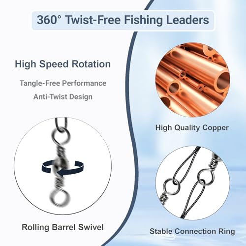 QISHUO Stainless Steel Fishing Leaders Strength Rigs Saltwater Fishing Leader Heavy Snap Lure Wire Leaders Line Black Nickel - size: Size #6 (11.8in-70lb) 30pcs