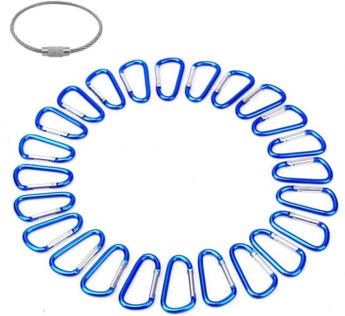 STURME 2" Aluminum D Ring Carabiners Clip D Shape Spring Loaded Gate Small Keychain Carabiner Clip Set Outdoor Camping Mini Lock Snap Hooks Spring Link Key Chain Durable Improved 24 PCS - color: Blue