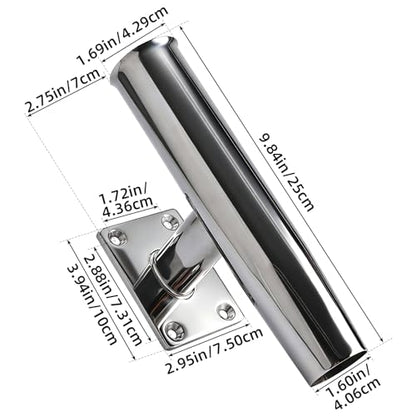 YaeMarine 2/4Pcs Tournament Style Stainless Steel Wall /Transom Mount Rod Holders for Marine Boat - style: 90 Degree-2pcs