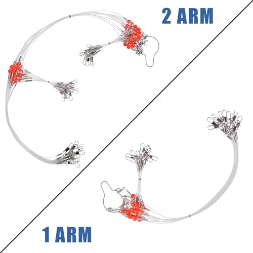 Fishing Leaders Saltwater Tackle Surf Fishing Rigs High Strength Fishing Wire Leader Line Rig with Swivels Snap for Lures Bait Hooks - color: White Nylon, style: 1 Arm, 12pcs