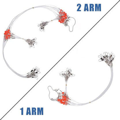 Fishing Leaders Saltwater Tackle Surf Fishing Rigs High Strength Fishing Wire Leader Line Rig with Swivels Snap for Lures Bait Hooks - color: White Nylon, style: 1 Arm, 12pcs
