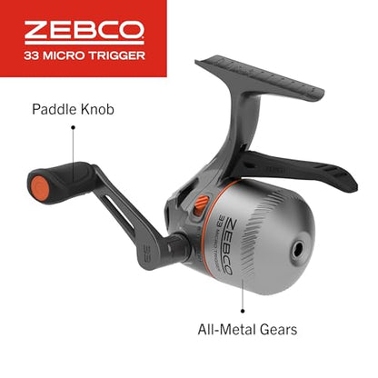 Zebco 33 Micro Trigger Spincast Reel and Fishing Rod Combo, 6-Foot 6-Inch 2-Piece Telescopic Rod, Ultra-Lt Power, Mod Action, Size 10 Reel, 4.3:1 Gear Ratio, 23-Piece Mr. Crappie Tackle Kit, Silver