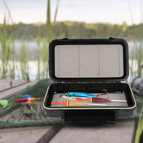 Black Portable Double Sided Fishing Lure Box Waterproof Fly Fishing Tackle Storage Container For Anglers