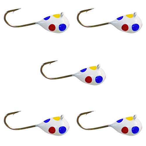 WONDERBREAD Glow Paint D-Style Tungsten JIGS (5-Pack) - color: Wonderbread White Red Yellow Blue Spot Glow, size: 3mm - #16 Hook