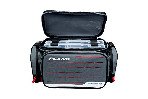 Plano Weekend Series 3600 Tackle Case, Medium, Gray Fabric, Includes 2 Stowaway Utility Storage Boxes for Fishing Baits & Lures, Premium Soft Fishing Storage - color: Grey, style: 3600 Tackle Case
