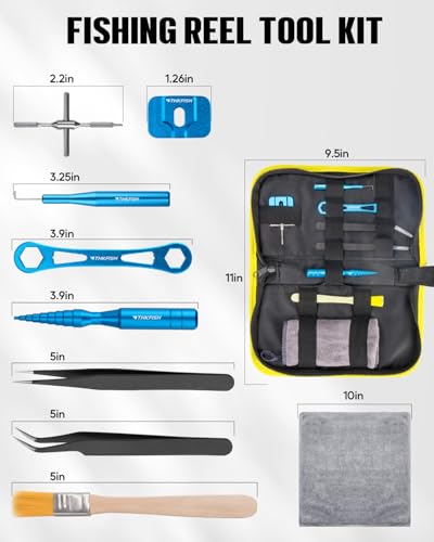 THKFISH Fishing Reel Maintenance Kit, Reel Repair Tool Kit, Fishing Reel Cleaning Set with Spool Pin Remover and 28 in 1 Screwdriver or 38 in 1 Electric Screwdriver - color: Blue-Manual screwdriver